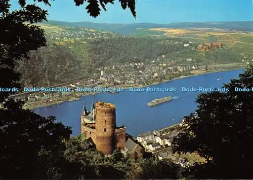 D060437 St. Goarshausen. Burg Katz. St. Goarshausen im Hintergrund. St. Goar. Be