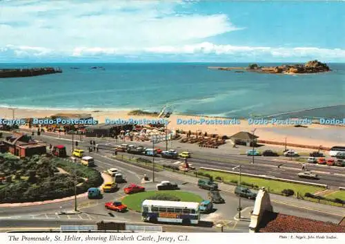 D060992 The Promenade St. Helier zeigt Elizabeth Castle Jersey. C.I.E. Nagel