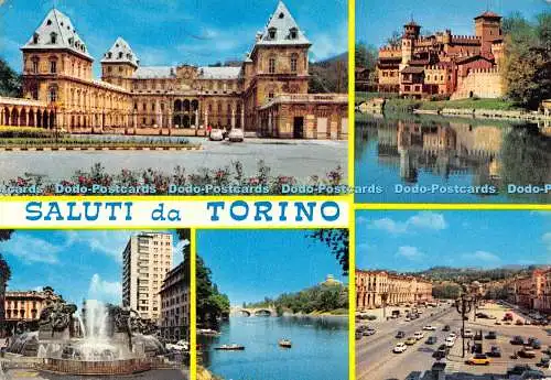 D064382 Saluti da Torino. Palazzo del Valentino. Castello Medioevale. I.R.C.M