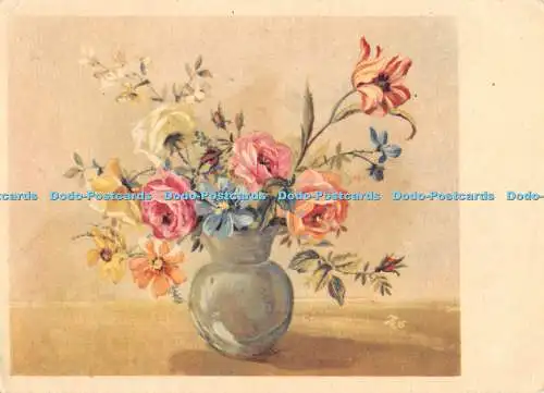 D063269 Blumen in Vase. Postkarte