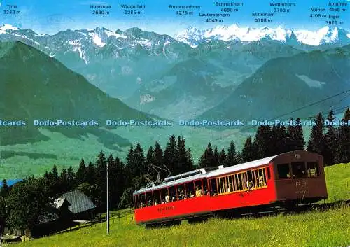 D064867 Rigi. Vitznau Rigi Bahn mit den Berner Alpen. Mount Rigi. Luzernsee