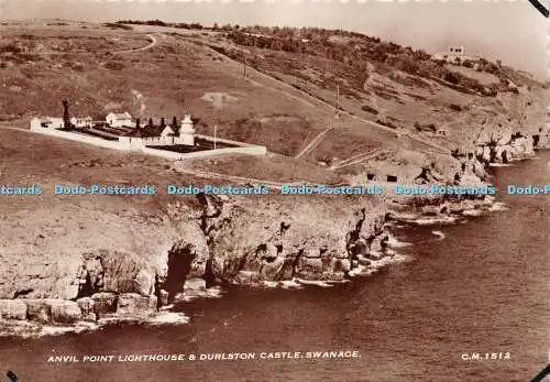 D066971 Swanage. Amboss Point Leuchtturm und Durlston Castle. Donner und Clayden