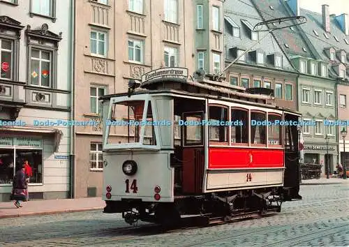 D068663 Elektro-Straßenbahnwagen der Stadt Augsburg mit zwei Achsen Nr. 14 Mann. Schuckert 1