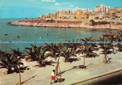 D068720 Malta G.C. Sliema. Exilstrand eine der Badestellen. Die Kathedrale Li