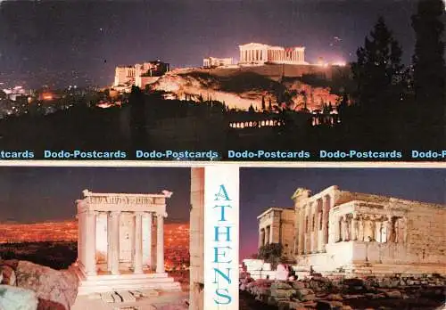 D068737 T183. Athen. Antike Denkmäler bei Nacht. Athene. Denkmäler antiquitäten la