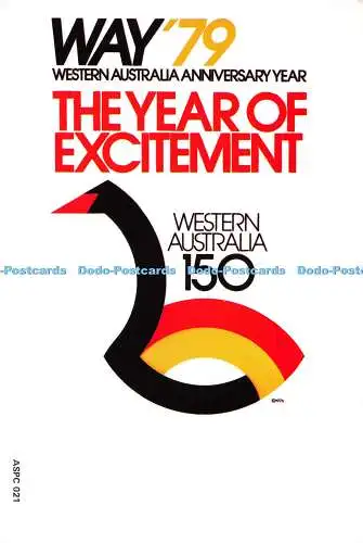 D084647 Sesquicentenary of Western Australia. Design der Vorderseite der Karte ist reproduziert