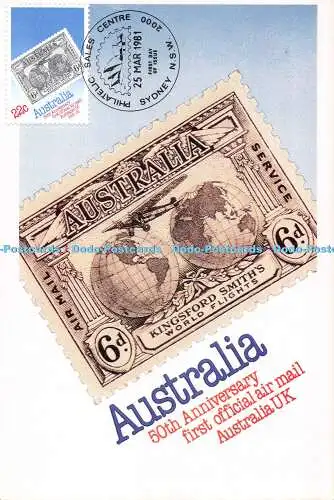 D084649 50th Anniversary of Australia. UK Airmail. Karte 2. Siehe Karte 1. Rückgabe fl