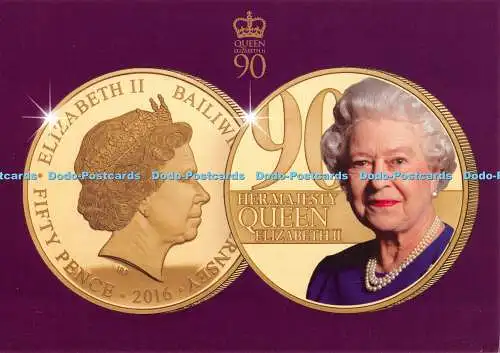 D088985 Ihre Majestät Königin Elizabeth. Fünfzig Pence. Queen Elizabeth II 90. Geburt