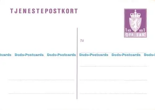 D088009 Tjenestepostkort. Postkarte ohne Bild