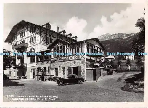 D088036 8695. Dolomiti. Vigo di Fassa. Albergo Corona. Prop G. Rizzi. Bozen. F