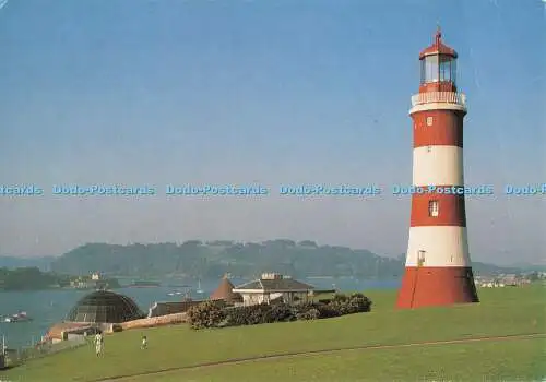 D091248 Plymouth. Devon. Smeatons Tower auf Plymouth Hacke mit Drakes Island und M