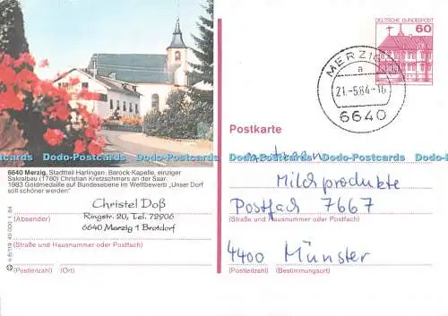 D090007 Merzig. Stadtteil Harlingen. Barock Kapelle. Natürliche Diatsusse. 1984