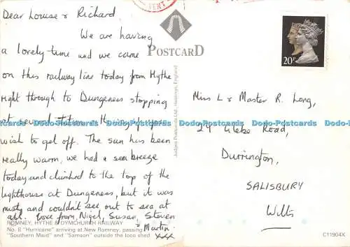 D090034 Romney. Hythe and Dymchurch Railway. Nr. 8. Hurricane Ankunft in New Ro