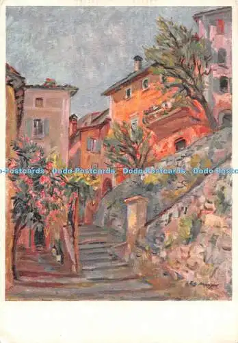 D091505 Gandria. Dorfgasse nach einem Gemalde von Fritz Meijer