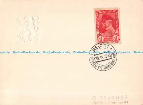 D088485 Postkarte ohne Bild. O. Pejchar. Praha II. 1945