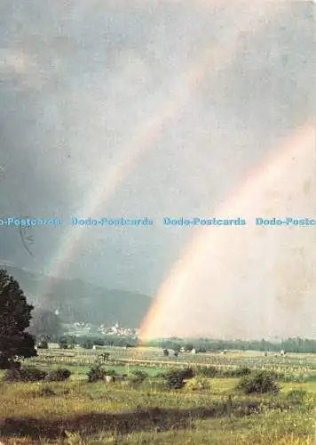 D091701 Wiese. Zwei Regenbögen. Aus dem Jahrweiser. Deutsches Wandern. Ernst Hohne