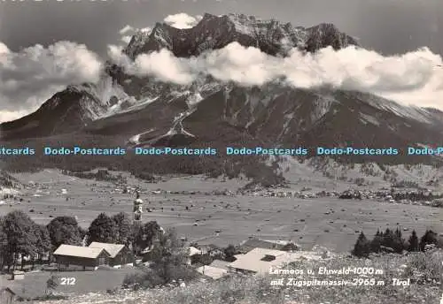D093370 Lermoos u. Ehrwald. 1000 m.mit Zugspitzmassiv. 2965 m. Tirol. P. Waitz.