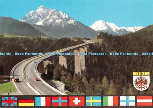 D093408 Tirol. Europabrücke bei Innsbruck. Brücke mit Serles 8200 ft und dem gl