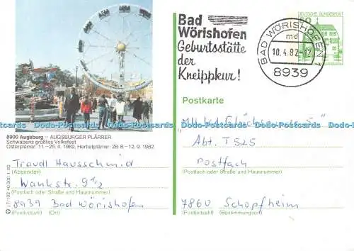 D093637 Augsburg. Augsburger Plarrer. Schwabens Grosstes Volksfest. 1982