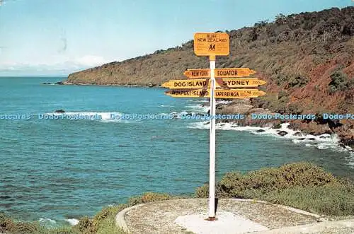 D095435 Neuseeland. Internationaler Wegweiser. Zeigt auch Stirling Point. Bluff.