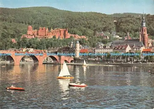 D095531 Heidelberg. Schloss mit Alter Brücke und Heiliggeistkirche. Schloss mit