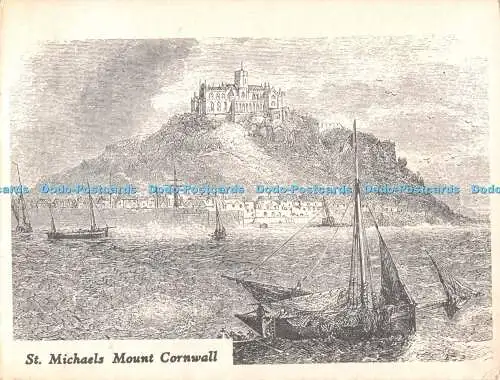 D093944 St. Michaels Mount Cornwall. Lithon. Antike Karten