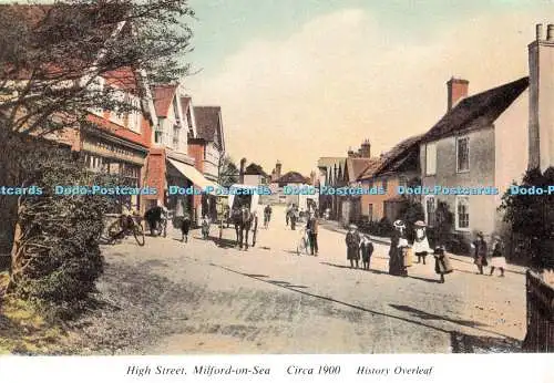 D095876 High Street. Milford on Sea. Um 1900. History Overleaf. 1983. Baumwolle