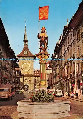 D098360 Bern. Zahringerbrunnen und Zeitglockenturm. Krüger