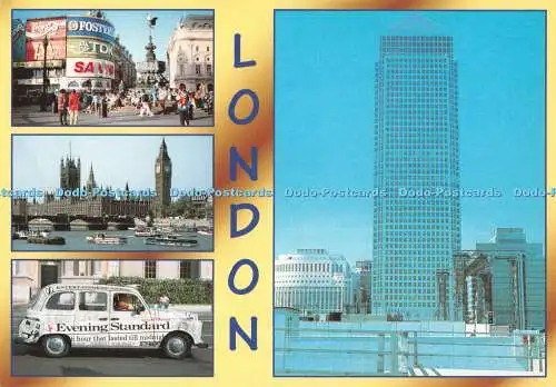 D100554 London. Piccadilly Circus. Canary Wharf. London Taxi. E. T. W. Dennis. M