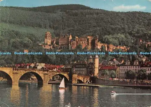 D100827 Heidelberg. Alte Brücke und Schloss. Erich Bauer Karlsruhe