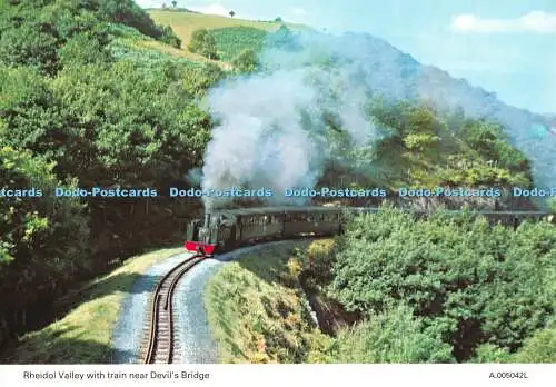 D100869 Rheidol-Tal mit Zug nahe Teufelsbrücke. E. T. W. Dennis. Photocolou