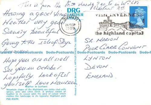 D100992 Grüße aus Schottland. Berghänge der Highlands sind reich cla