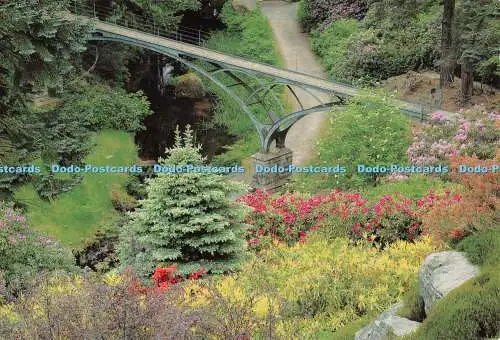 D101057 Cragside. Northumberland. Die einspannige Stahlbrücke über Debdon Burn