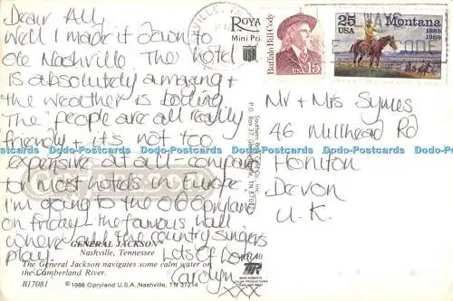 D102846 General Jackson. Nashville. Tennessee. 1988. Postkarte Süd. Mike Ro