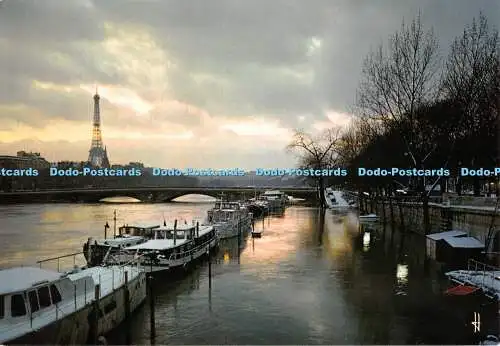 D101178 La Seine a Mis sa Parure Hivernale. La Seine sur ses milles falots asis