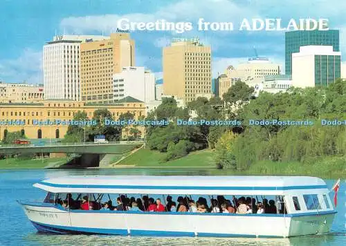 D101191 Grüße aus Adelaide. Adelaide berühmtes Popeye Boot auf dem Fluss Torren