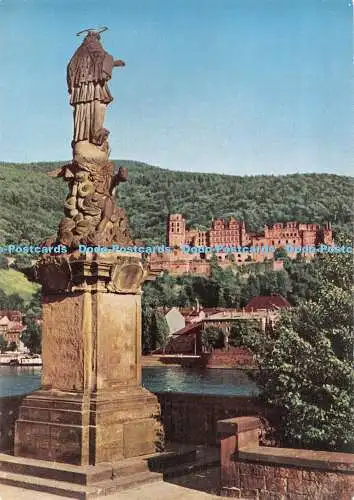 D097983 Heidelberg. Das Schloss und St. Nepomuk an der Alten Brücke. Popp