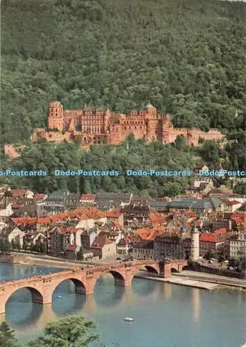 D097993 Heidelberg am Neckar. Blick vom Philosophenweg Richtung Schloss und O