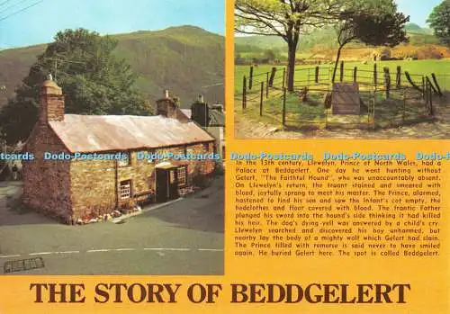 D101291 Die Geschichte von Beddgelert. Gwynedd. Geliergrab. Llewelyns Cottage. J. A