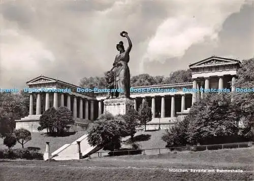 D106294 München. Bavaria mit Ruhmeshalle. Statue von Bayern mit Hall of Fame. A