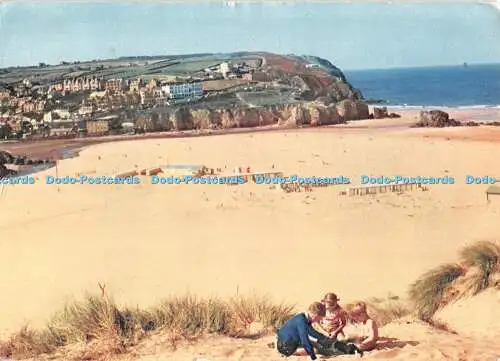 D103400 Perranporth. Blick von den Sanddünen zum Droskyn Point. Cornish Panorama. D.
