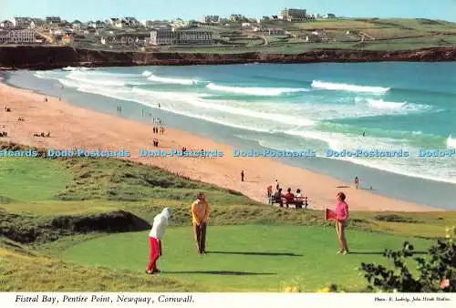 D107024 Cornwall. Fistral Bay. Pentire Point. Newquay. John Hinde. E. Ludwig
