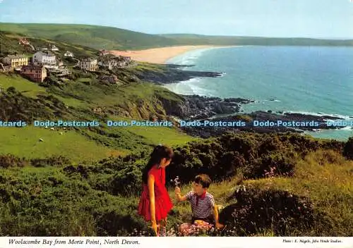 D105767 North Devon. Woolacombe Bay von Morte Point. John Hinde. E. Nagele