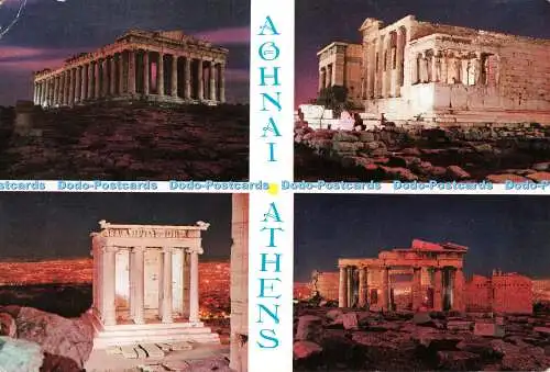 D107732 Athen. Antike Denkmäler der Akropolis bei Vollmondlicht. Griechenland. Ger.