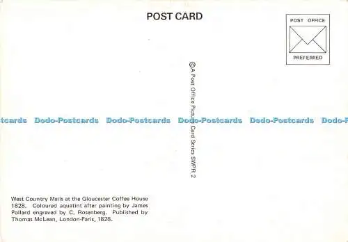 D107932 West Country Mails at Gloucester Coffee House 1828. James Pollard. C. Ro