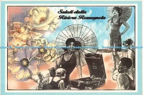 D108181 Saluti dalla Riviera Romagnola. Riviera Adriatica. Vacanze Retro. SIGEM.