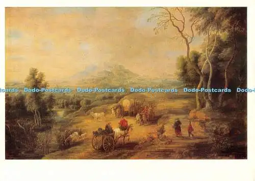 D108529 Leningrad. Die Eremitage. Landschaft mit Kutschen und einem Berg im