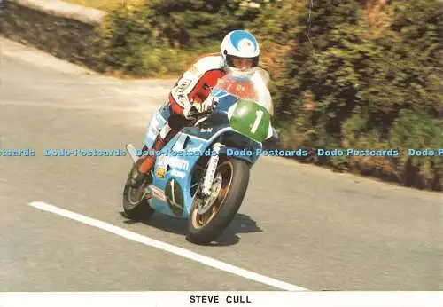 D110013 Steve Cull. Ginger Hall. 1986 T. T. Sieger des Juniorenrennens. Mannin Postca