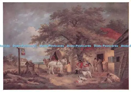 D108726 Landschaft mit Figuren vor der Tür eines Gasthauses. Waterlow. Morland