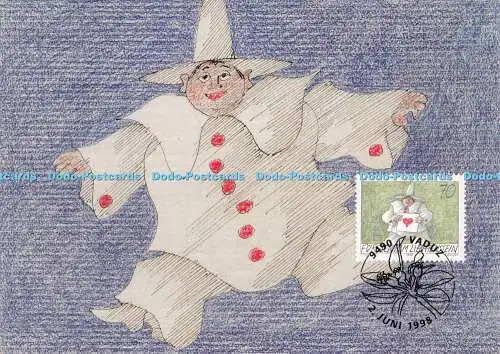 D109084 Vaduz. Spass am Brief. Clown Mit Herz. Carte Maximum